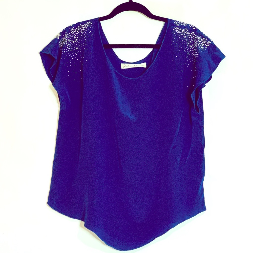 Graham & Spencer Royal Blue Studded Shoulder Top